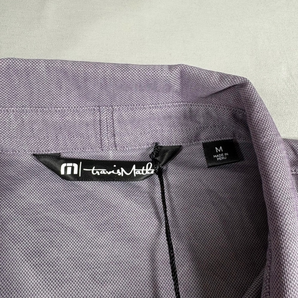 TravisMathew Oceanside Heather Polo Shirt Womens Medium Purple Sage Dell NEW - Picture 4 of 9